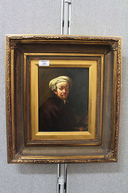 Appraisal: A PORTRAIT OF A GENTLEMAN AFTER REMBRANDT signed K Holston