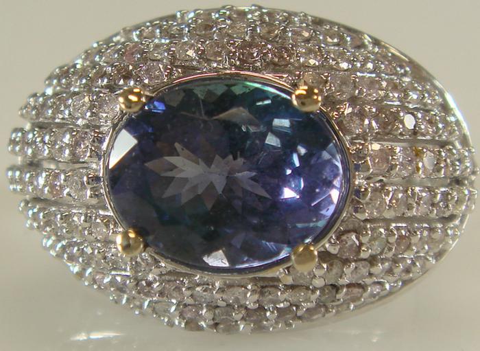 Appraisal: K WG tanzanite diamond ring ct center stone measuring mm