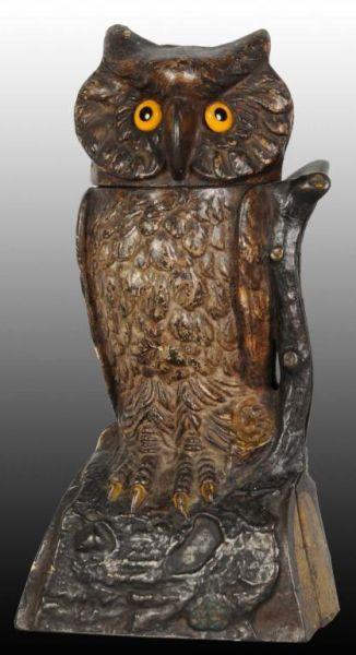 Appraisal: Cast Iron Owl Turns Head Mechanical Bank Description Manufactured by