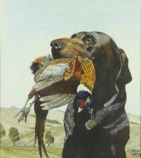 Appraisal: Painting Bruce Lattig Bruce Lattig American b Labrador with Pheasant