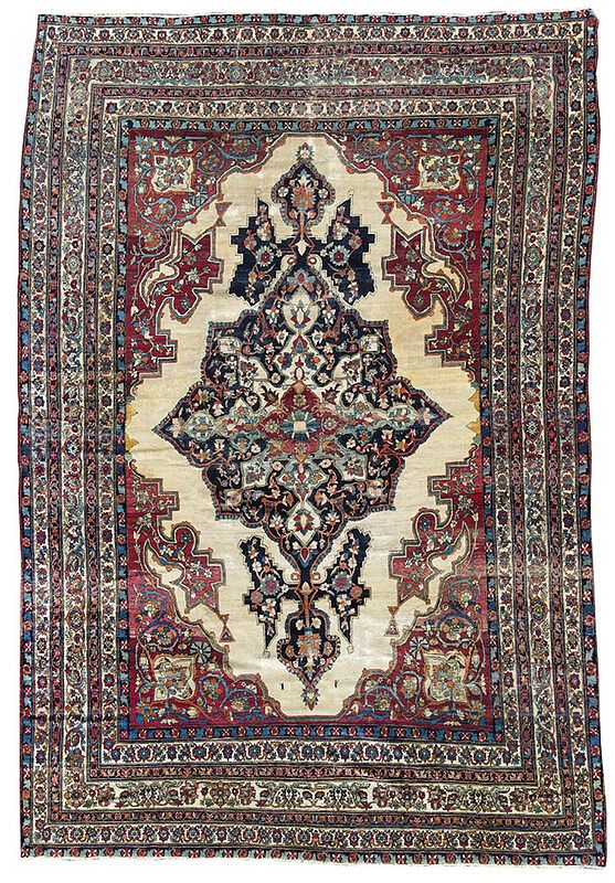 Appraisal: Lavar Kerman Carpet Persian early th century white field with