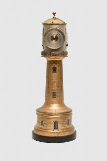 Appraisal: French Brass and Nickel Lighthouse Clock Barometer FRENCH BRASS AND