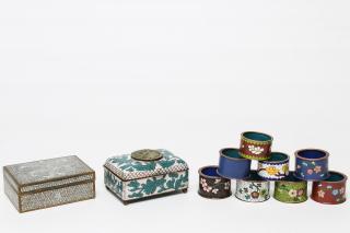 Appraisal: Chinese Cloisonne Enamel Set of eight napkin rings and two