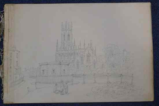 Appraisal: Mid th C English School album of pencil drawings Views