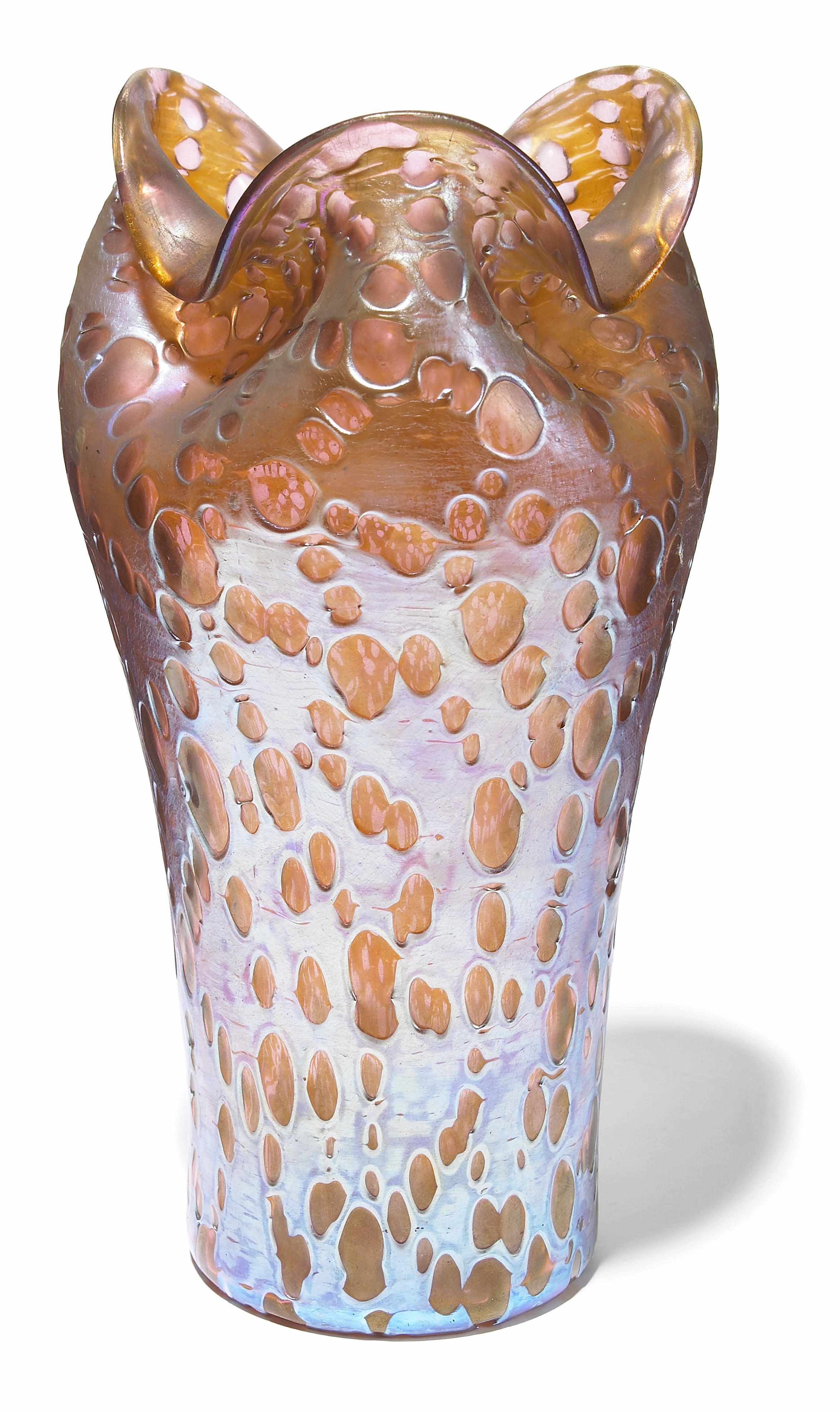 Appraisal: A Loetz iridescent Diaspora glass vase circa acid-etched Loetz Austria