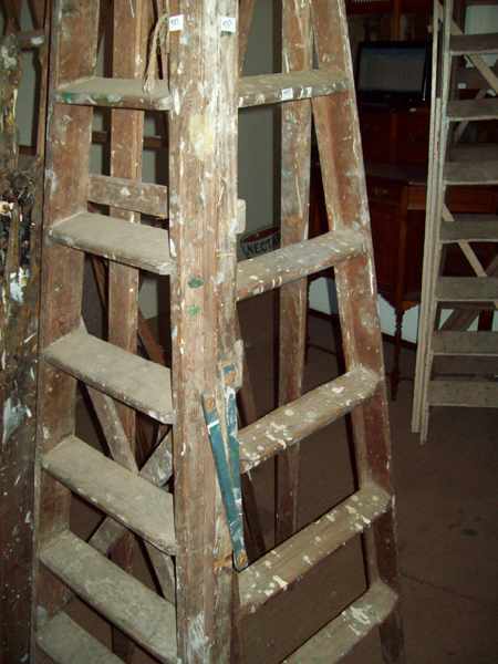 Appraisal: A TALL ANTIQUE WOODEN STEP LADDER AND ONE OTHER WOODEN