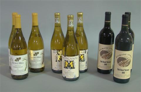 Appraisal: NINE BOTTLES OF WINE Includes three bottles of Diamond Creek