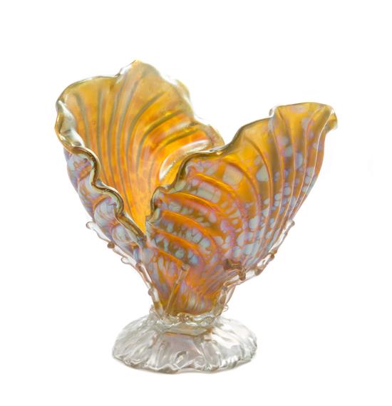 Appraisal: Sale Lot An Austrian Iridescent Glass Vase in the form