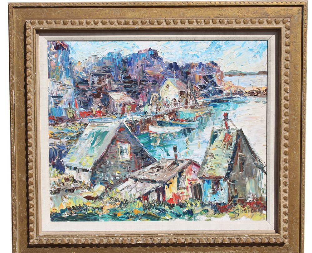 Appraisal: American School Harbor Scene Signed American School Harbor Scene Indistinctly