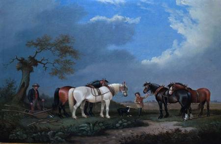 Appraisal: Augustus S Boult British d Changing the Plow Team Estimate