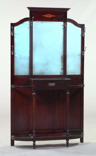 Appraisal: English Art Deco Stained Mahogany Hall Tree early th century