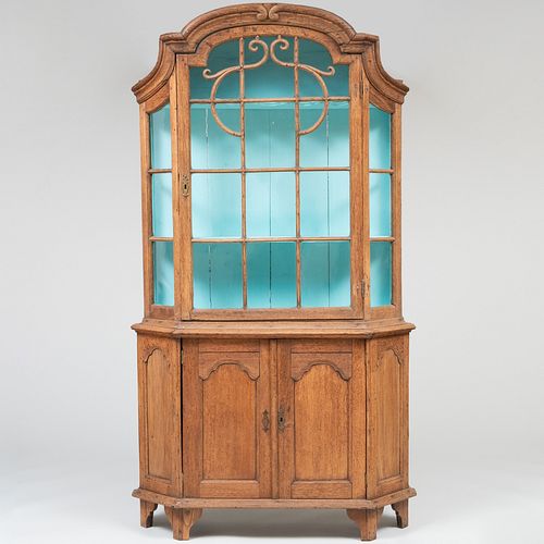 Appraisal: DUTCH PROVINCIAL OAK AND PAINTED DISPLAY CABINET ft in x