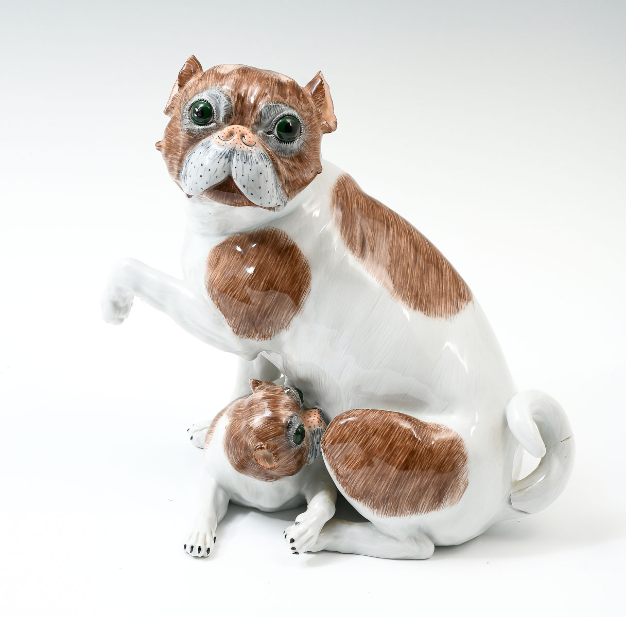 Appraisal: CARL THIEME DRESDEN PORCELAIN DOG WITH PUPPY Early Carl Thieme