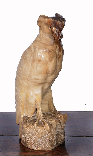 Appraisal: A TH CENTURY CARVED ALABASTER MODEL of a bird of