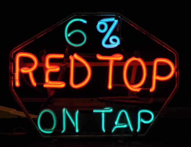 Appraisal: Red Top On Tap Neon Sign Description s to s