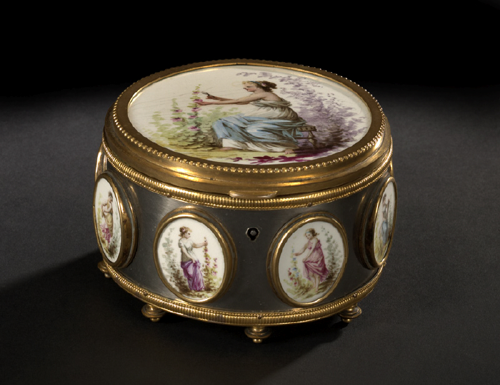 Appraisal: French Sevres-Style Gilt-Brass-Mounted Porcelain Jewel Casket first quarter th century