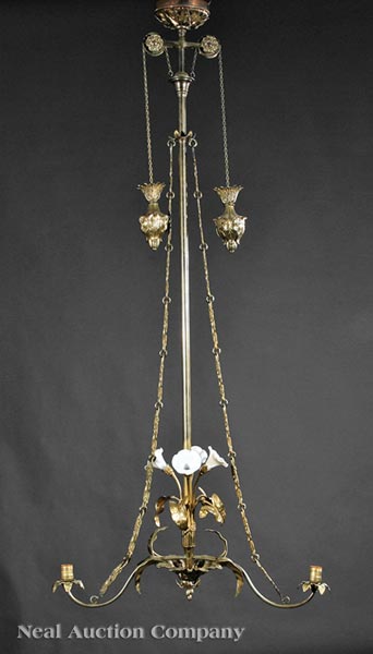 Appraisal: A Pair of American Bronze Figural Six-Light Candelabra c probably