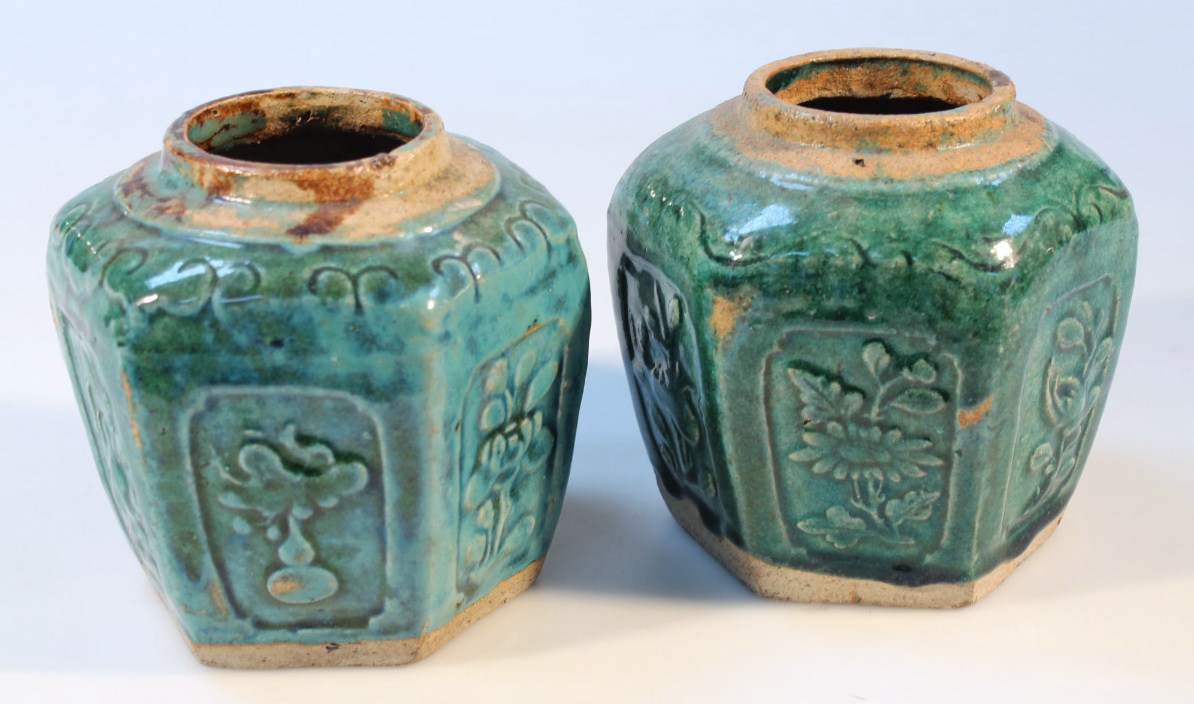 Appraisal: A near matching pair of Chinese earthenware Sung style vases