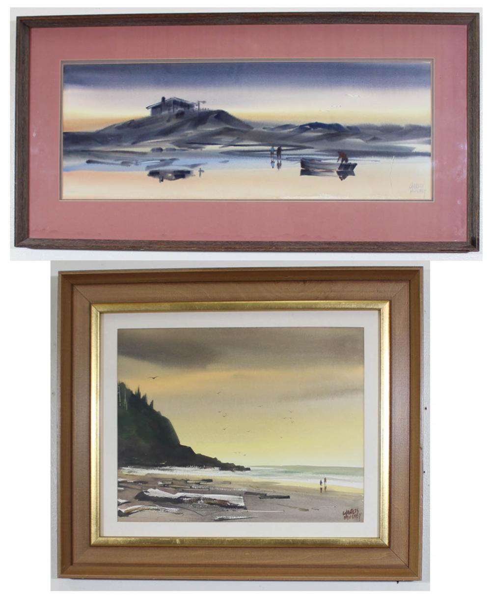 Appraisal: CHARLES MULVEY Oregon - two watercolors on paper coastal landscapes