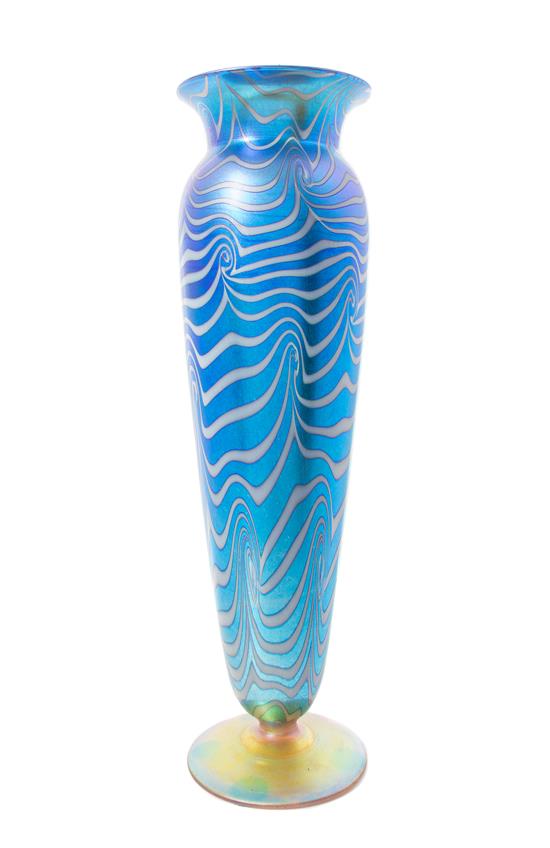 Appraisal: Sale Lot A Durand Iridescent Blue Glass Vase in the