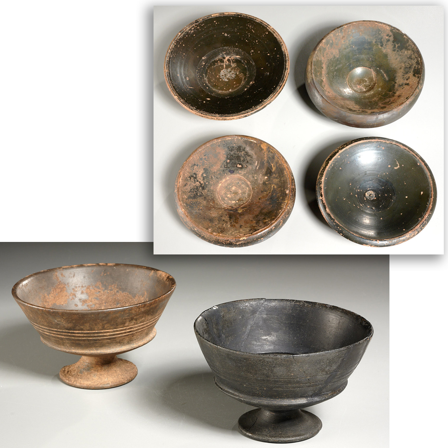 Appraisal: ANCIENT ETRUSCAN GREEK OBJECTS EX-MUSEUM Incl Etruscan stemmed cups likely