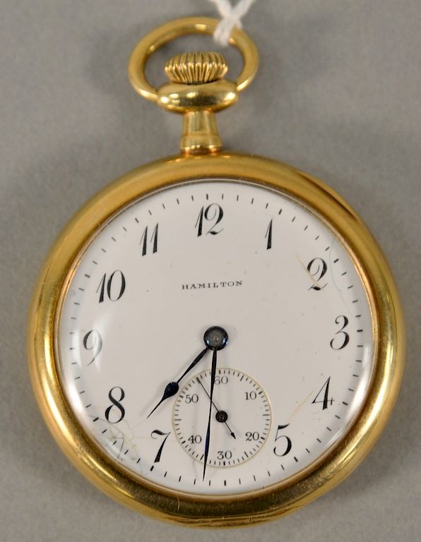 Appraisal: karat gold Hamilton pocket watch open face with twenty-three jewels