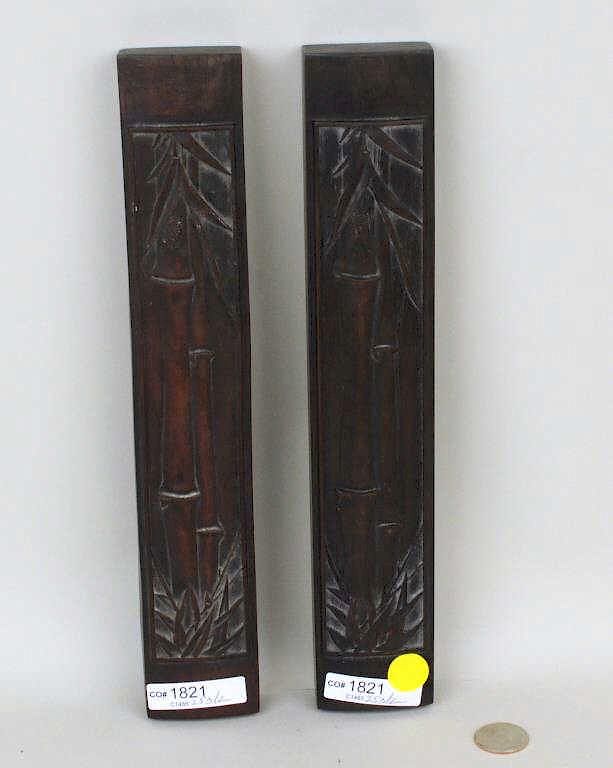 Appraisal: Pair Chinese Carved Zitan Wood Scroll Weights Pair Chinese carved