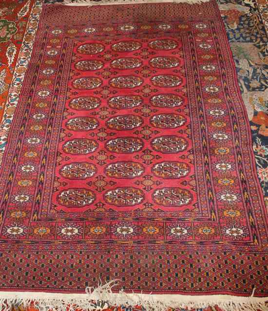 Appraisal: A Bokhara rug with field of twenty four polygons on