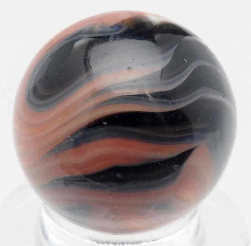 Appraisal: Christensen Agate Tri-Color Flame Marble With two shades of salmon