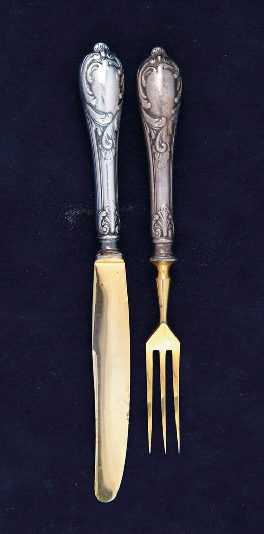 Appraisal: SET OF TWENTY FRENCH SILVER FRUIT FORKS AND KNIVES Set