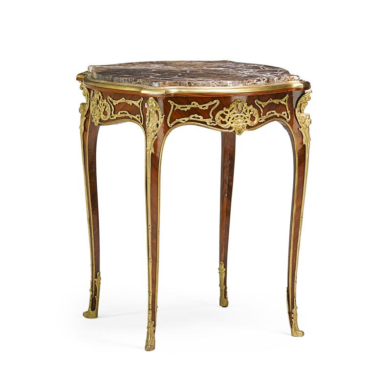 Appraisal: LOUIS XV STYLE SIDE TABLE Gilt metal mounted rosewood with