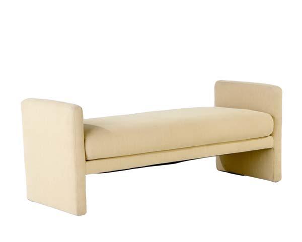 Appraisal: MILO BAUGHMAN Bench upholstered in finely-ribbed tan fabric x x