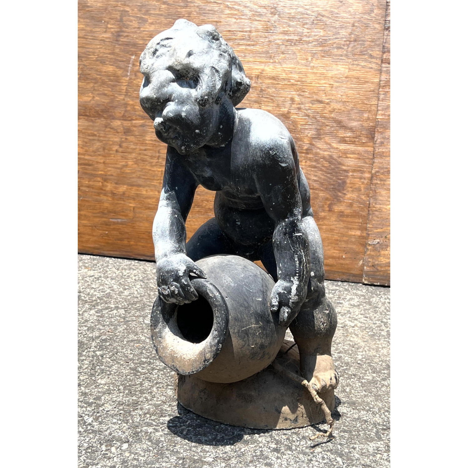 Appraisal: Metal Cherub with Jug Fountain Figure Sculpture Dimensions H inches