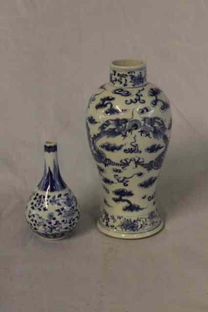 Appraisal: A CHINESE BLUE AND WHITE PORCELAIN BALUSTER VASE having two