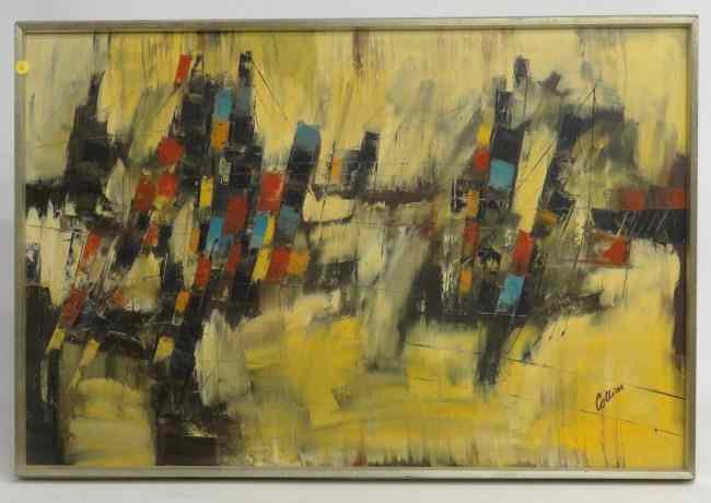 Appraisal: Painting oil on canvas abstract signed ''Collins'' Sight '' x