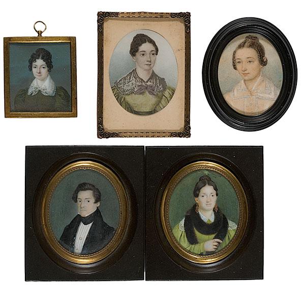 Appraisal: GERMAN FAMILY PORTRAIT MINIATURES ca - watercolor on ivory and