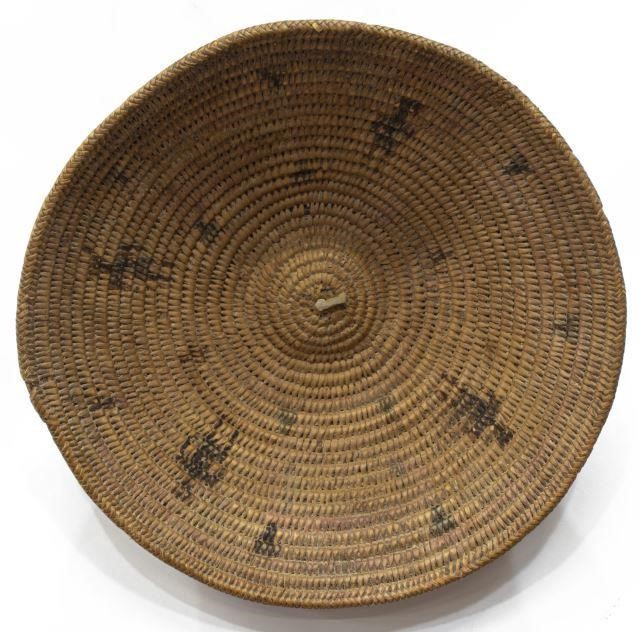 Appraisal: Navajo ceremonial basket with painted human figures c - remnants