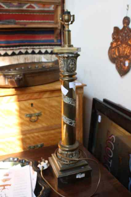 Appraisal: A CAST TABLE LAMP of Corinthian column form on a