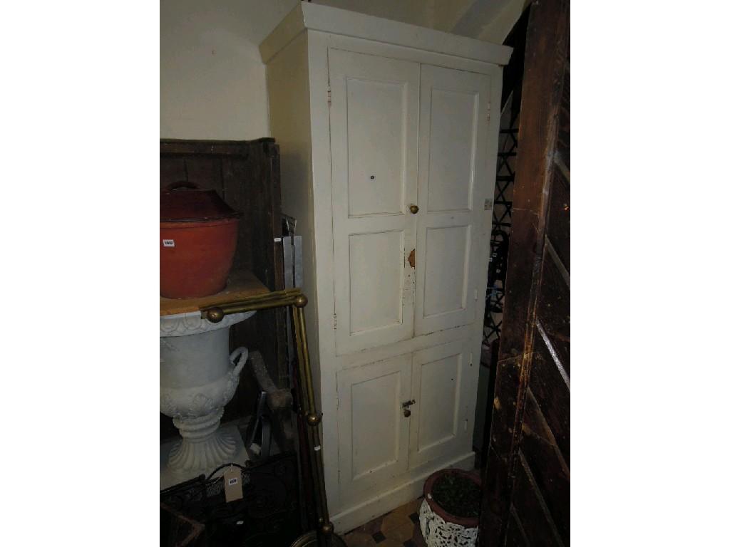 Appraisal: A th century painted pine freestanding kitchen cupboard with simple