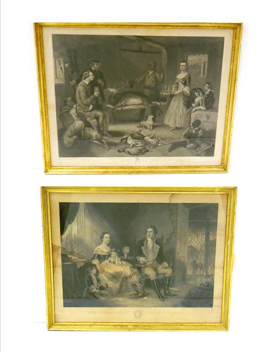 Appraisal: Two prints relating to George Washington including ''Courtship of Washington