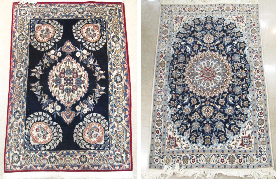 Appraisal: TWO PERSIAN NAIN AREA RUGS Isfahan Province central Iran both