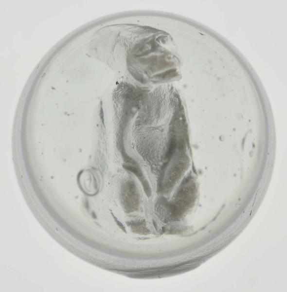 Appraisal: Small Monkey Sulphide Marble Description Nice detailed figure is well-centered