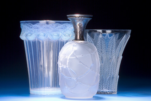 Appraisal: R LALIQUE Three vases Eglantines clear and frosted ca M