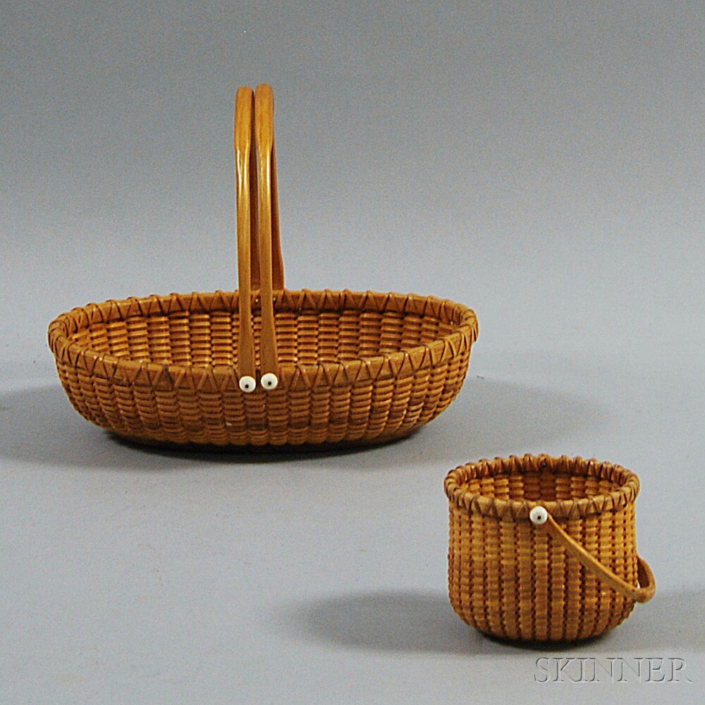 Appraisal: Two Modern Nantucket Baskets Paul Willer and a small round