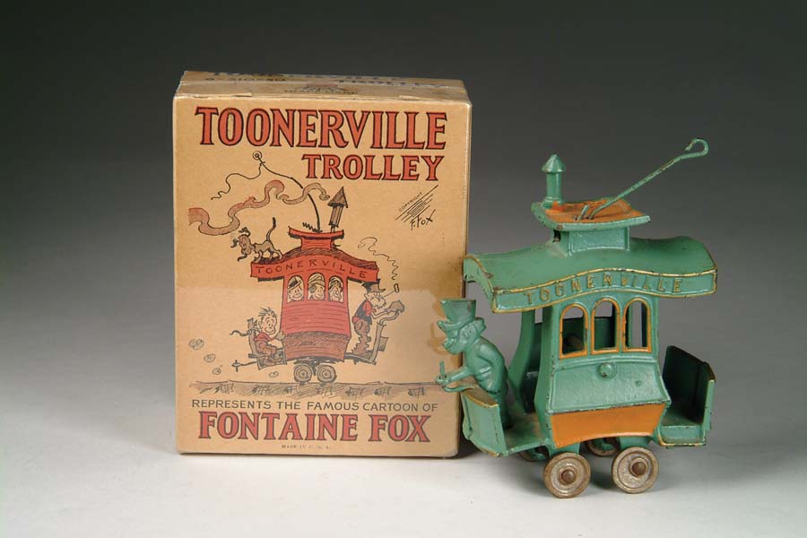 Appraisal: CAST IRON TOONERVILLE TROLLEY W ORIGINAL BOX Manufactured by The