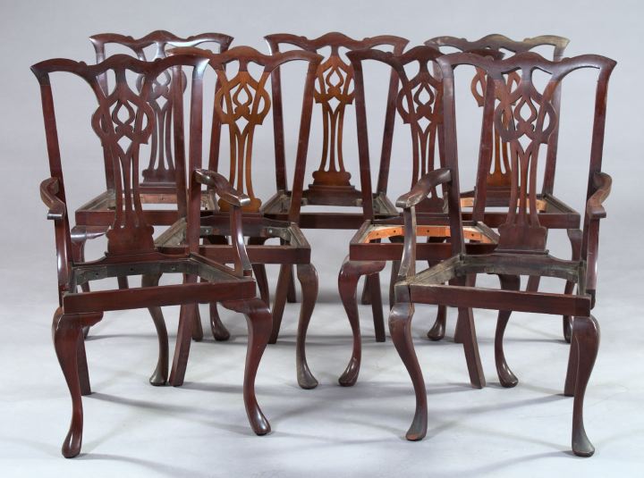 Appraisal: Suite of Seven Queen Anne-Style Mahogany Dining Chairs ca each