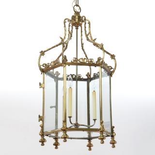 Appraisal: Large Victorian gilt bronze hall lantern Large Victorian gilt bronze