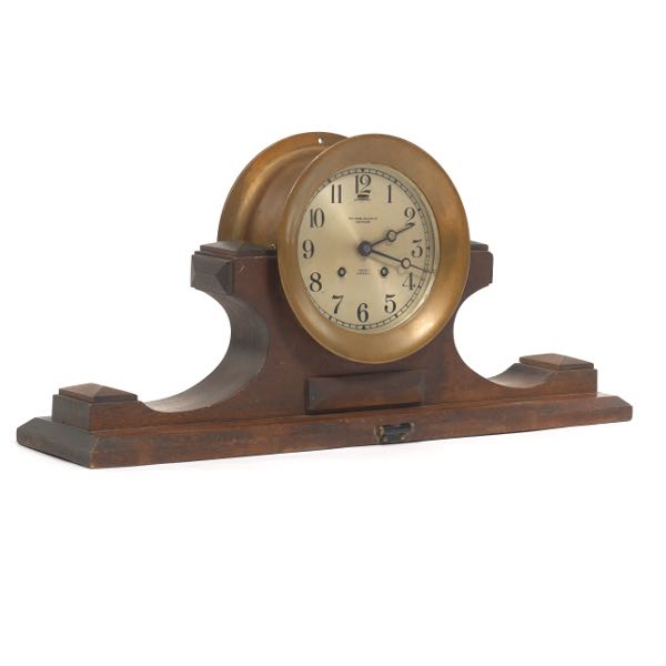 Appraisal: CHELSEA SHIPS CLOCK x case wood display x x Early