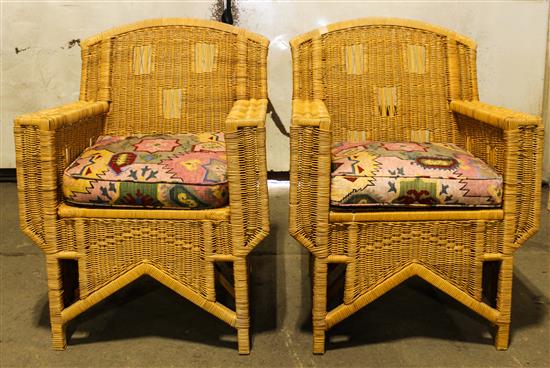 Appraisal: Sale Lot A Pair of Rattan Armchairs th century Height