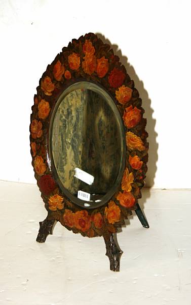 Appraisal: A Victorian style paint decorated mirror on stand th century